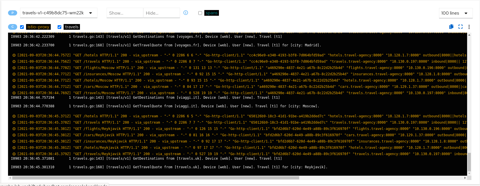 Travels-v1 Logs GetDestinations Travels-v1 Logs GetDestinations
